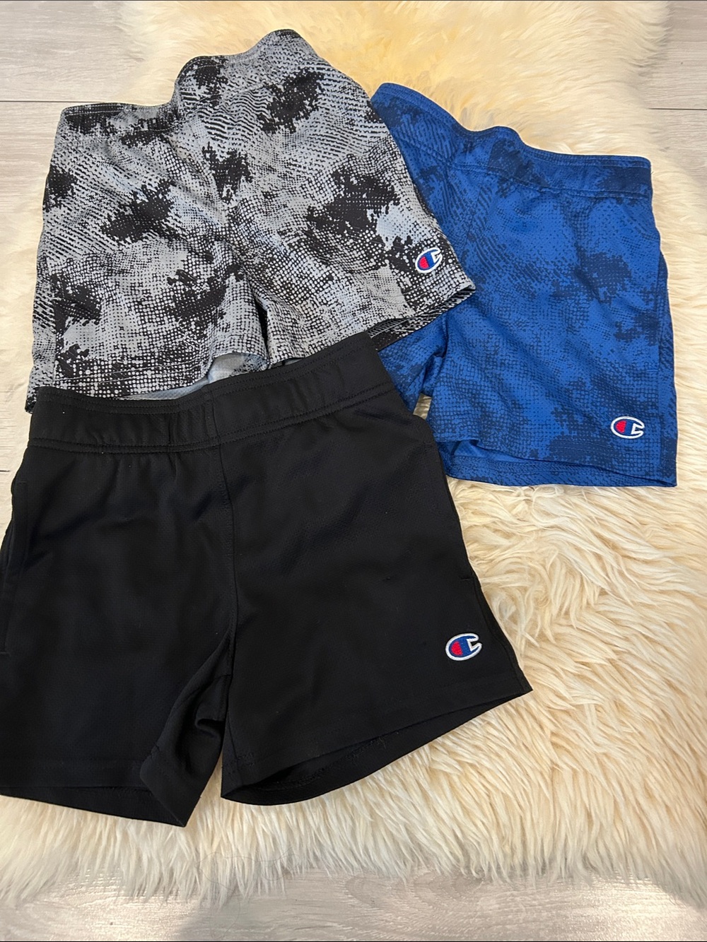 Champion Kids 3-Pack Athletic Shorts - Black, Blue, Gray Tie-Dye